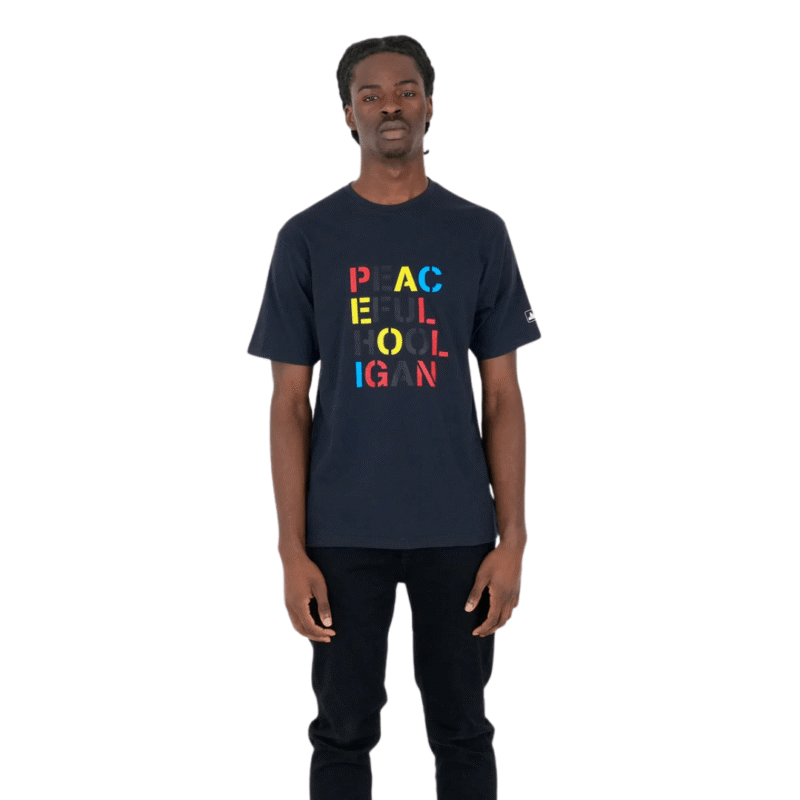 Peaceful Hooligan Stencil majica teget