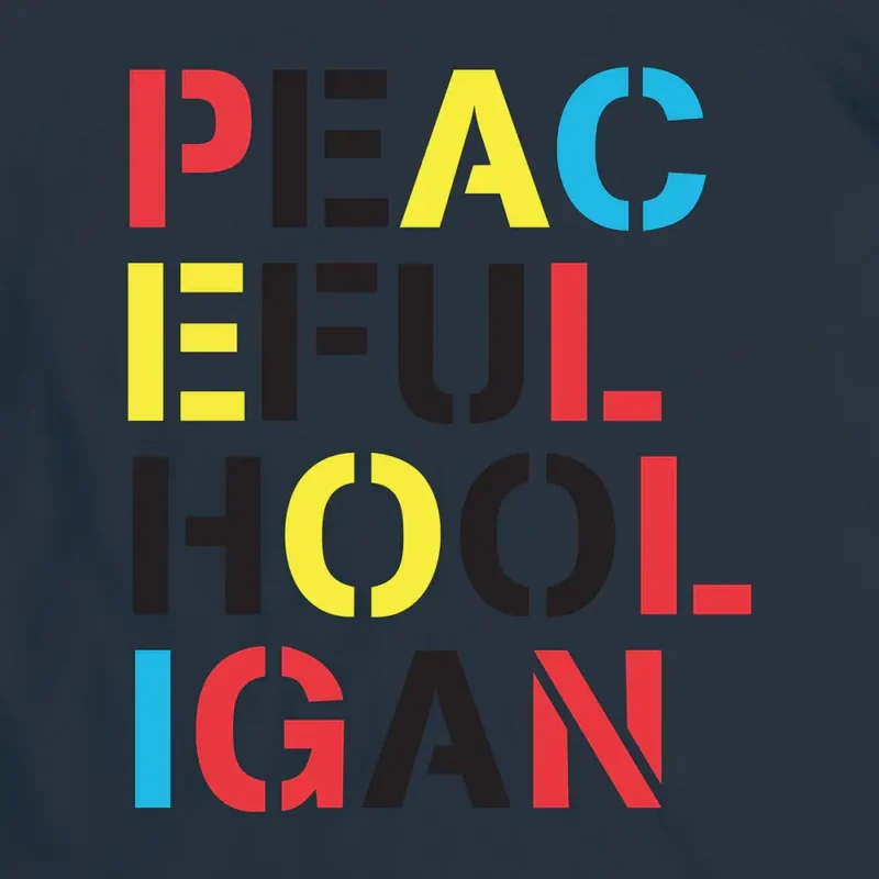 Peaceful Hooligan Stencil majica teget