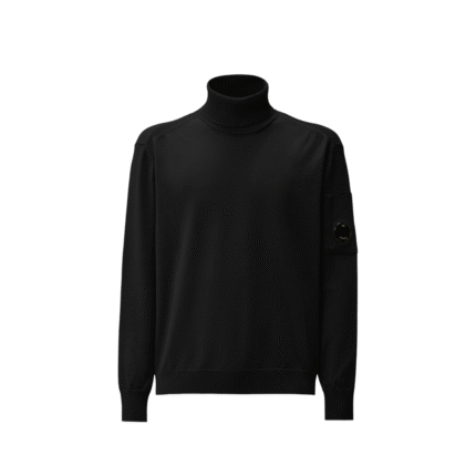 CP Company Extrafine Merino Wool lens rolka džemper crni