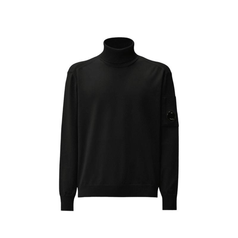 CP Company Extrafine Merino Wool lens rolka džemper crni