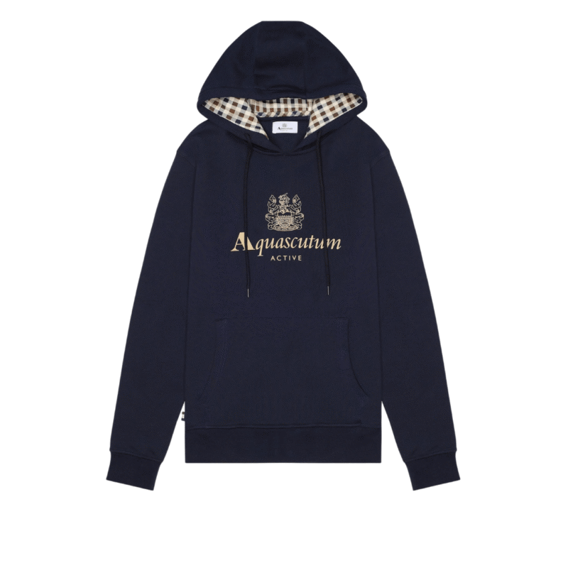 Aquascutum Big Logo duks sa kapuljačom teget