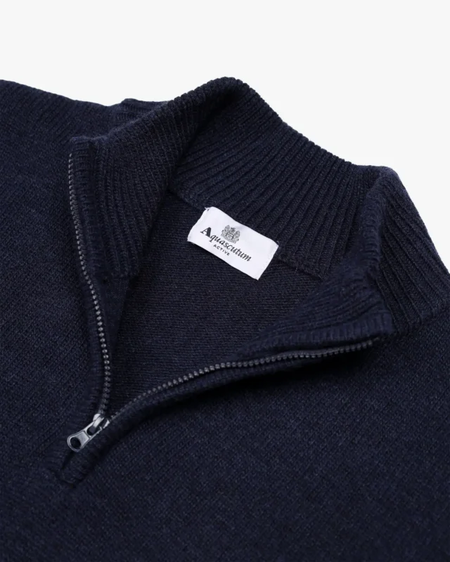 Aquascutum Lambswool 1 4 zip džemper teget-1