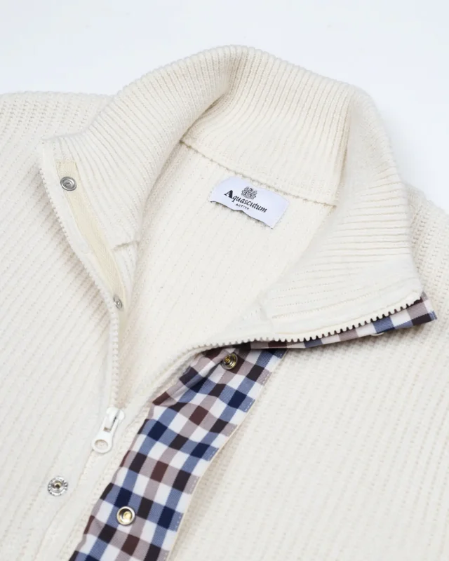 Aquascutum Lambswool Full Zip džemper old white-1