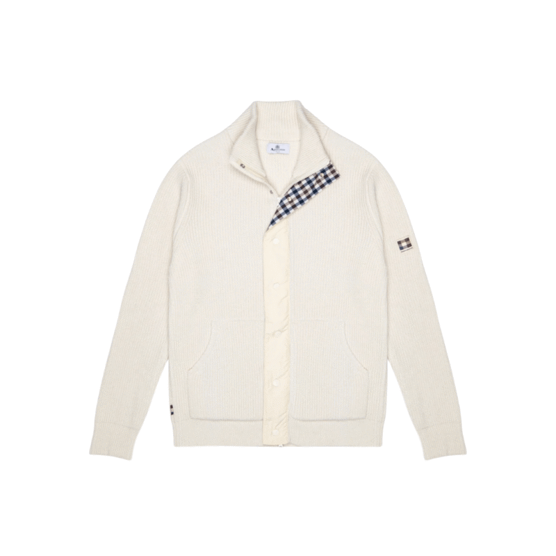Aquascutum Lambswool Full zip džemper old white
